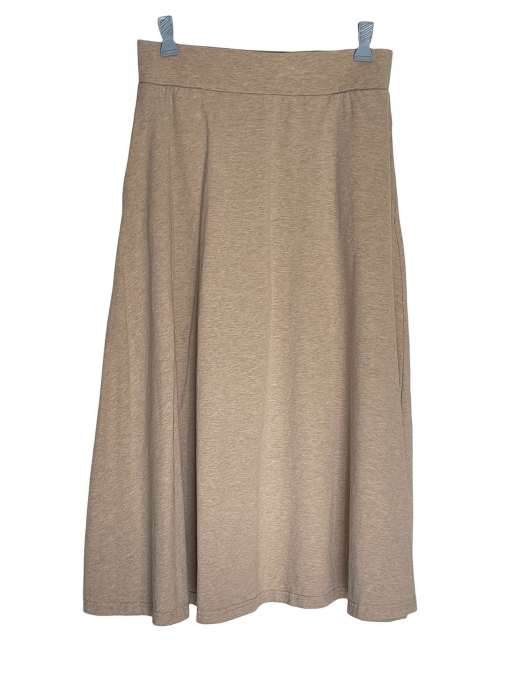 Pact Organic Fit & Flare Midi Skirt Small Heathered Wheat Organic Cotton